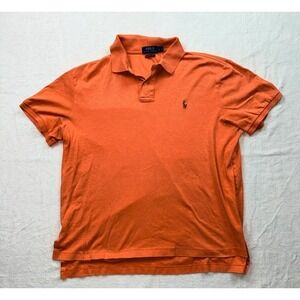 Men's Polo Ralph Lauren Large Orange Pima Soft Touch Short Sleeve Polo Shirt